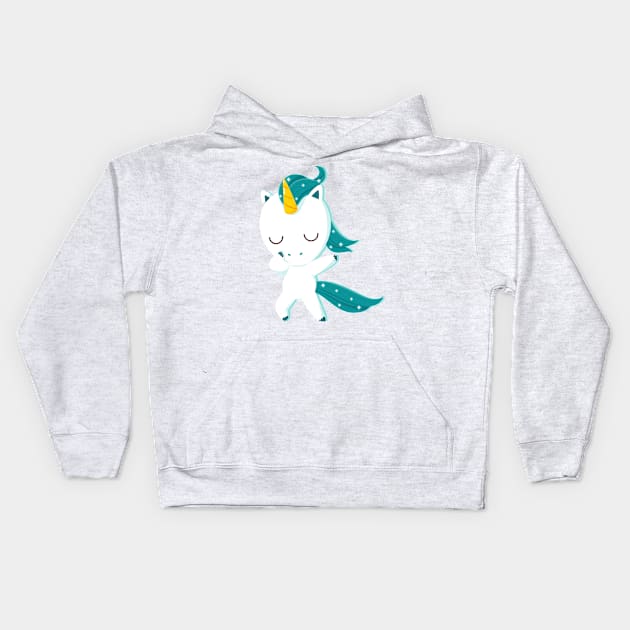 Cute Dabbing Unicorn Kids Hoodie by TomCage